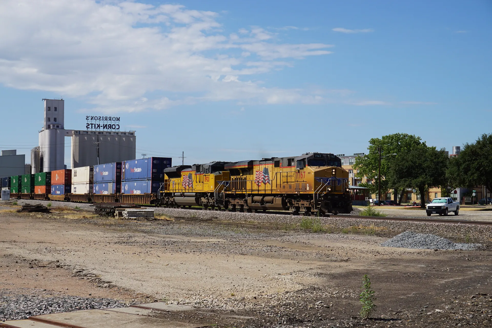 Freight train carrying containers
