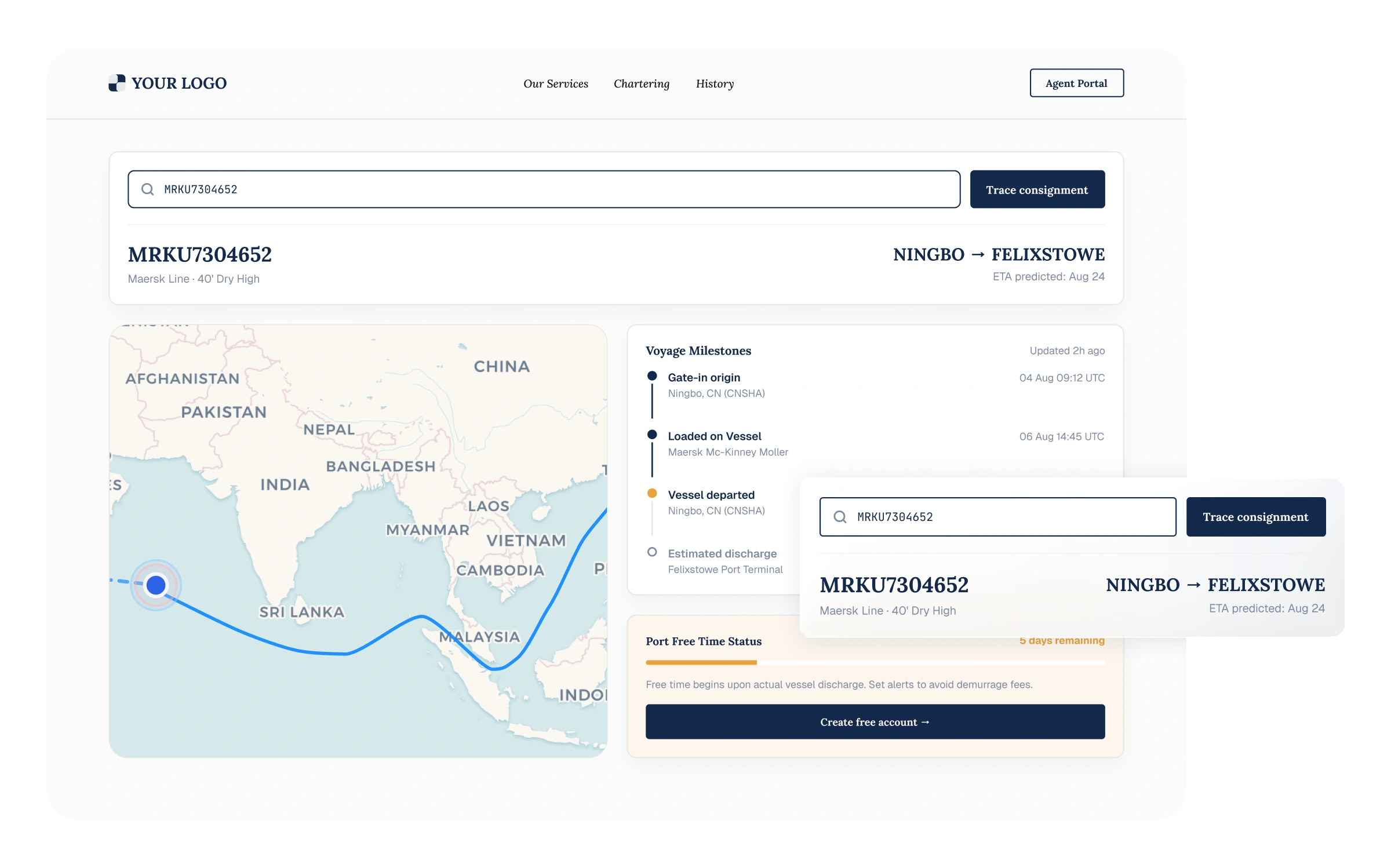 Northsea & Anchor Co. maritime classic tracking page